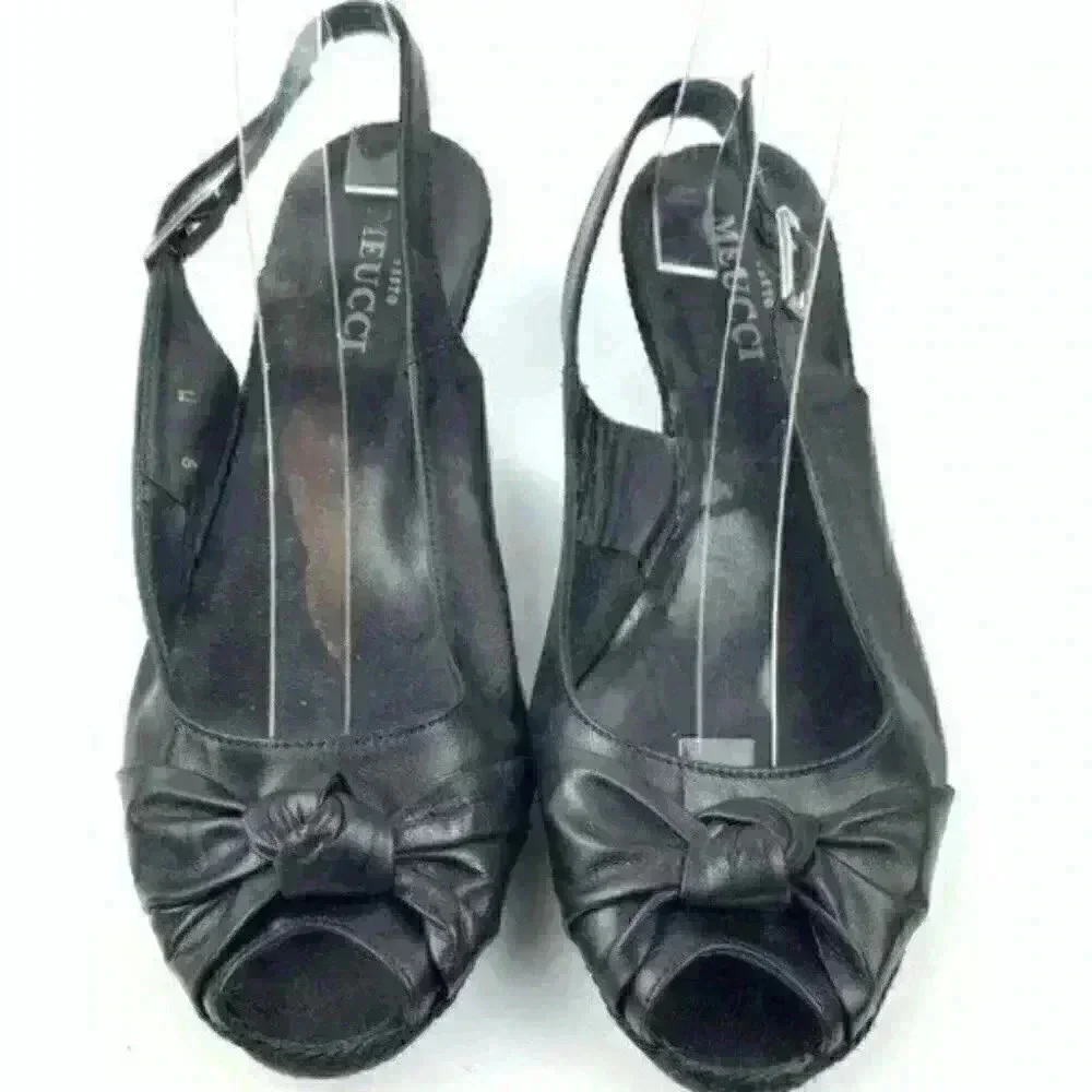 Sesto Meucci heels size 9 M black Italian leather 90s vintage coastal granny
